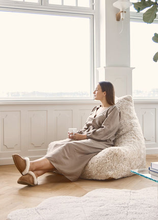 Lammfell Sitzsack Premium | Kurzhaar | Neuseeland | 100x100x80 cm Anthrazit