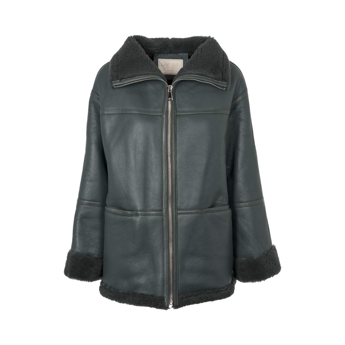 Karina Jacke | Lammfell Blau/Grau