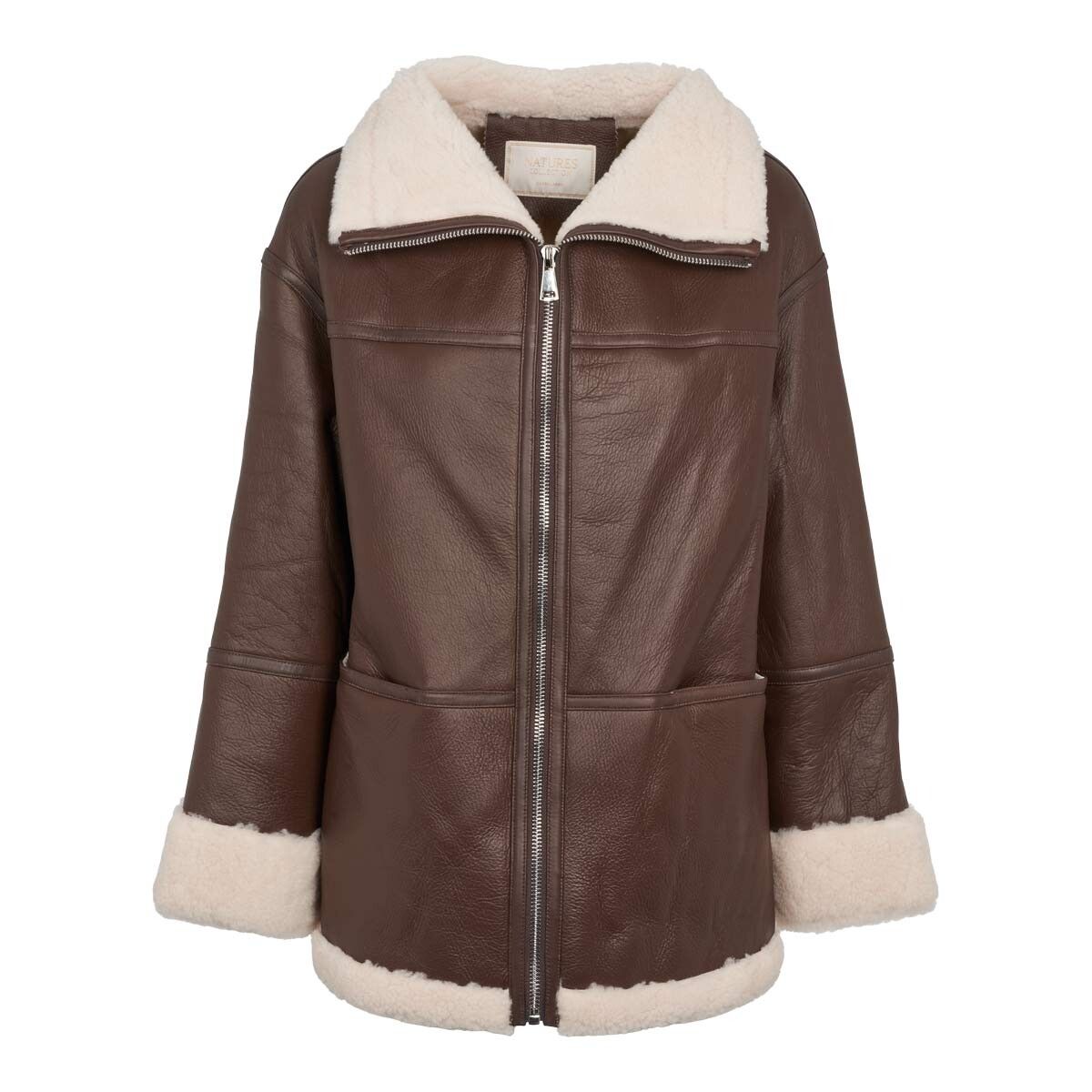 Karina Jacke | Lammfell Schoko/Beige