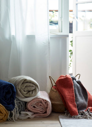 Mohairwolle Decke | 130x170 cm Schwarz