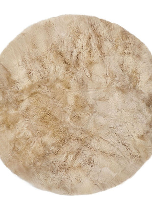 Lammfell Designerteppich | Langhaar | Neuseeland | D140 cm Leinen