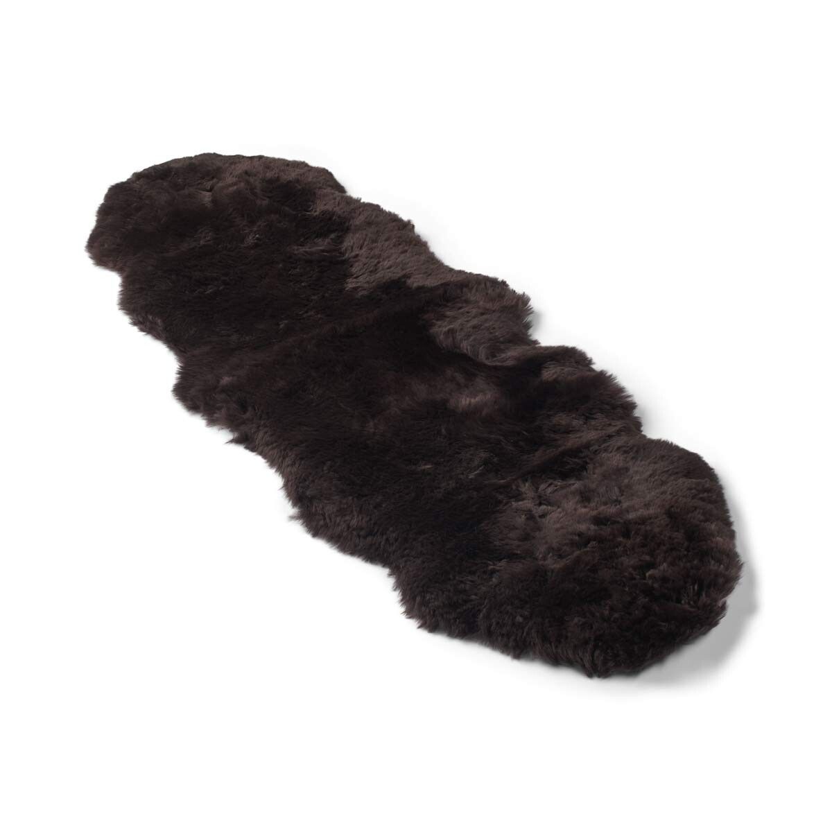 Merino Doppeltes Lammfell | Langhaar | Neuseeland | 170x60 cm Schokolade