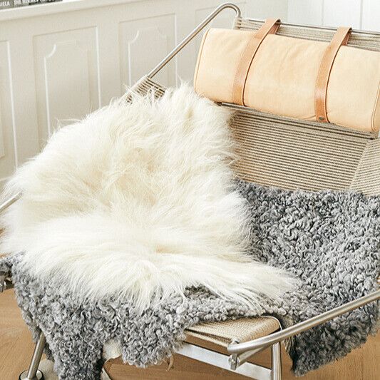 Lammfell Premium | Langhaar | Island | 120+x60 cm Naturgrau