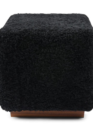 Lammfellhocker Benjamin | Kurzhaar | 46x46x47 cm Schwarz