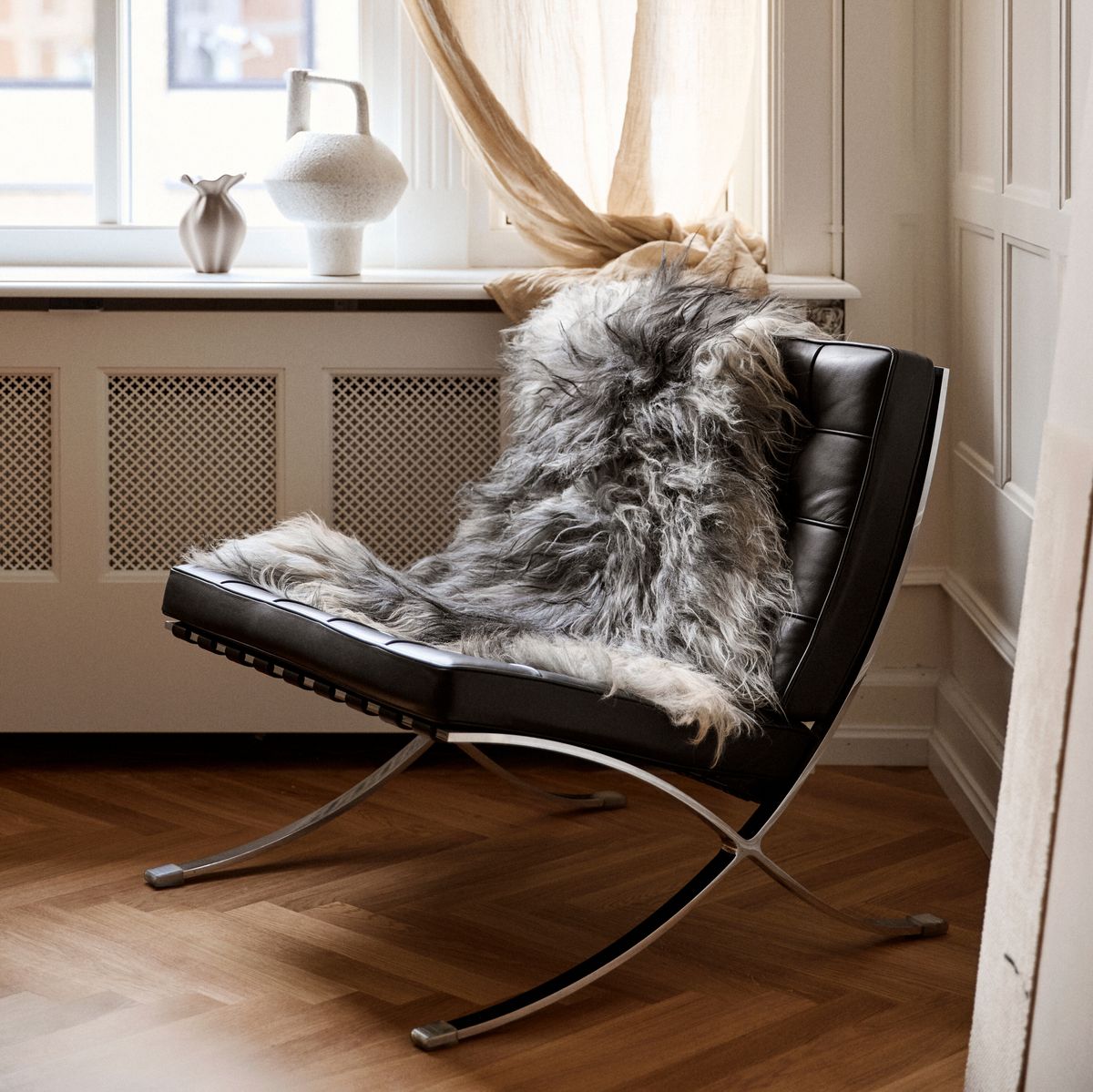 Lammfell Premium | Langhaar | Island | 120+x60 cm Naturgrau