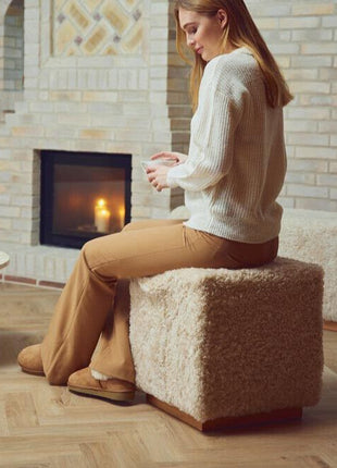 Lammfellhocker Benjamin | Kurzhaar | 46x46x47 cm Anthrazit