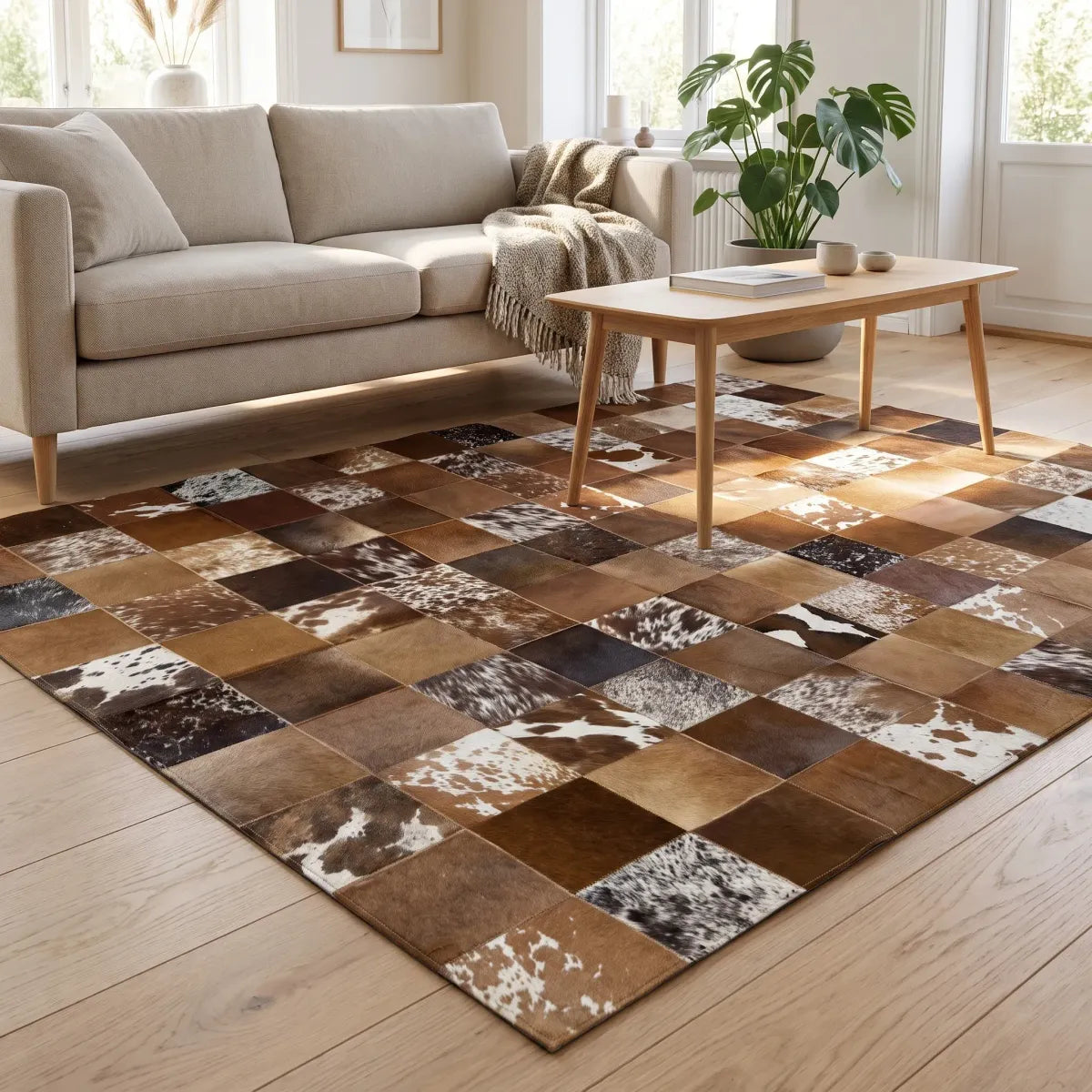 Kuhfell Design Teppich | Brasilien | 200x200 cm