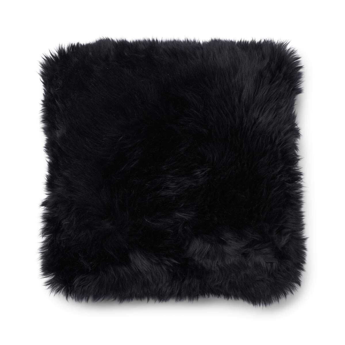 Lammfellkissen | Langhaar | Neuseeland | 100% Wolle | 52x52 cm | 34x52 cm Kohle/Schwarz