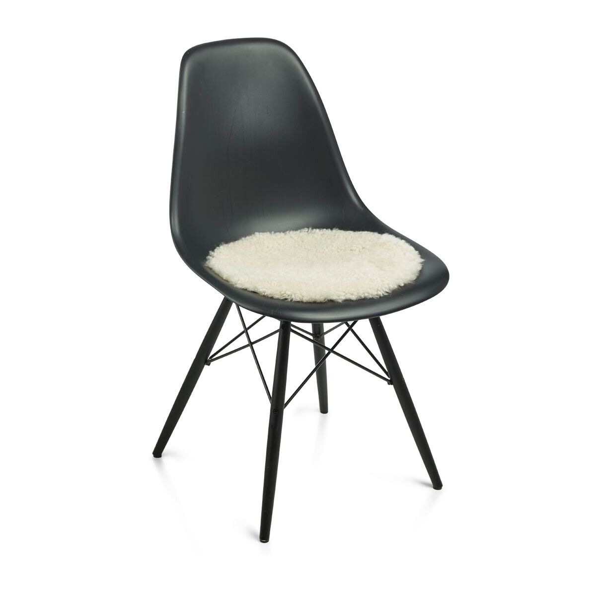 Lammfell Stuhlkissen Premium | Kurzhaar | Neuseeland | D38 cm Perlweiß