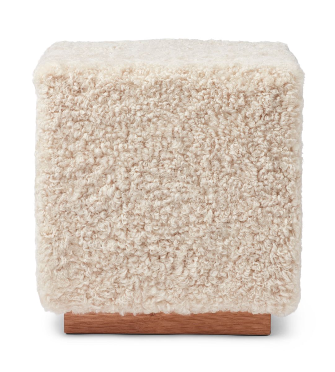 Lammfellhocker Benjamin | Kurzhaar | 46x46x47 cm Perlweiß
