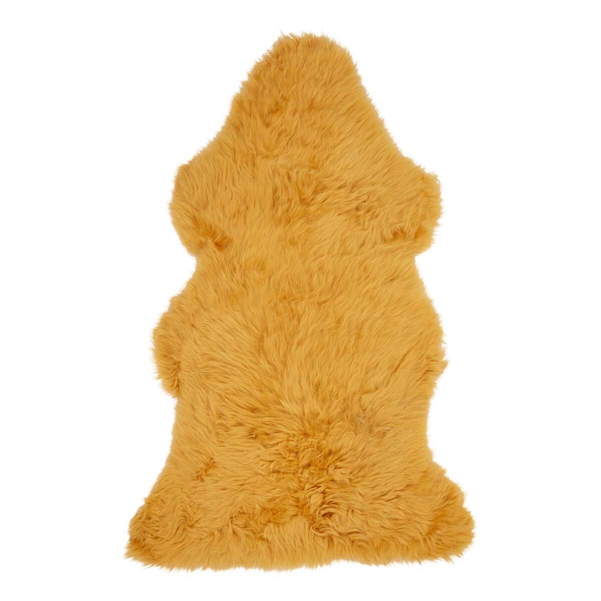 Merino Premium Lammfell | Langhaar | Neuseeland | 115x60 cm Goldgelb