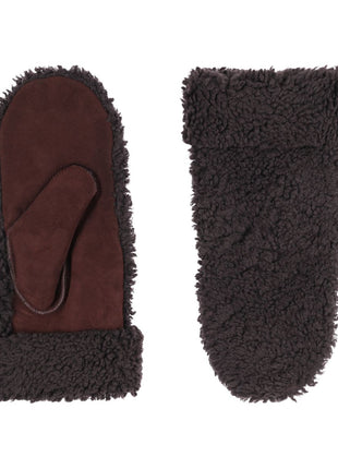 Iris Fäustlinge | Merino Lammfell | Damenfäustlinge Dunkelbraun
