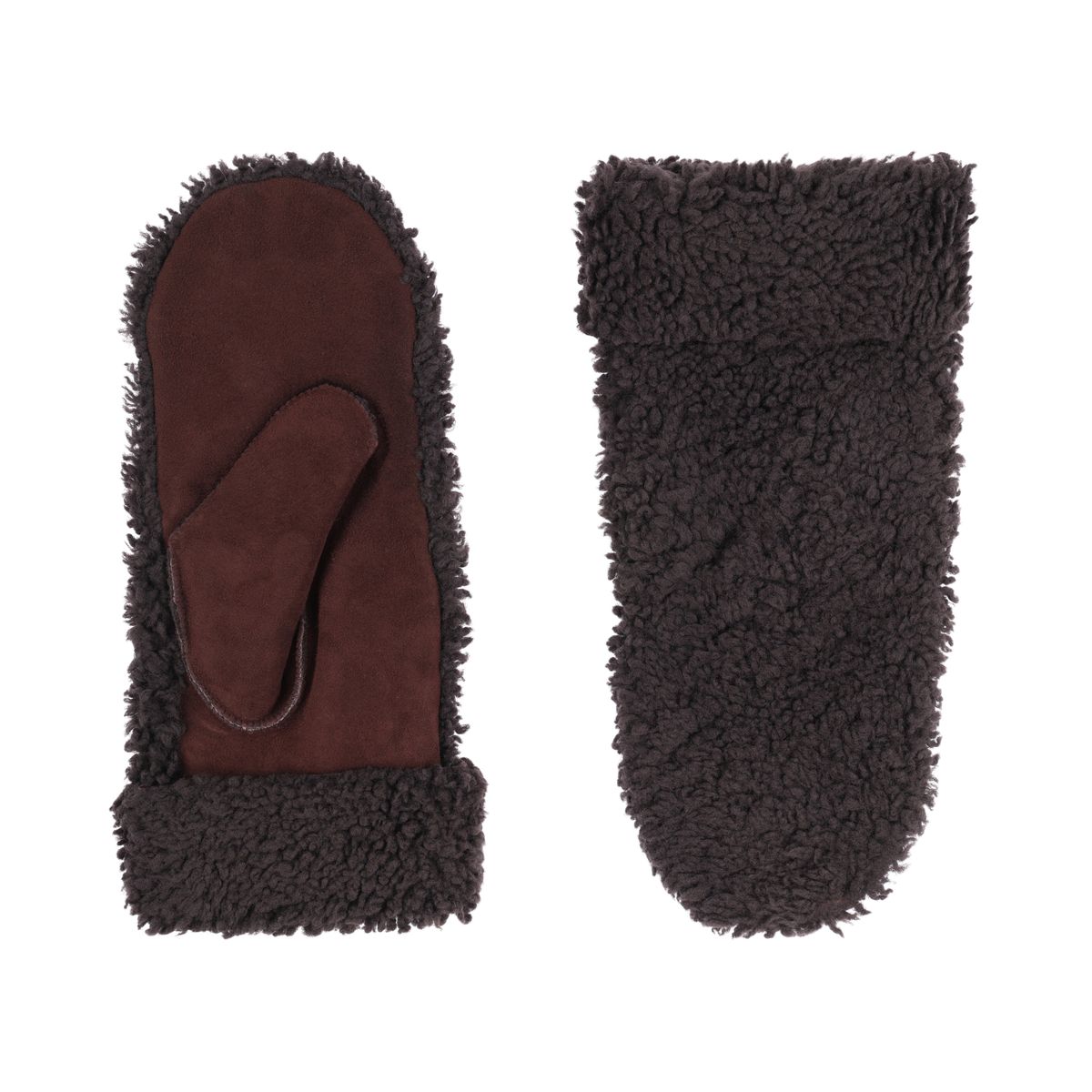Iris Fäustlinge | Merino Lammfell | Damenfäustlinge Dunkelbraun
