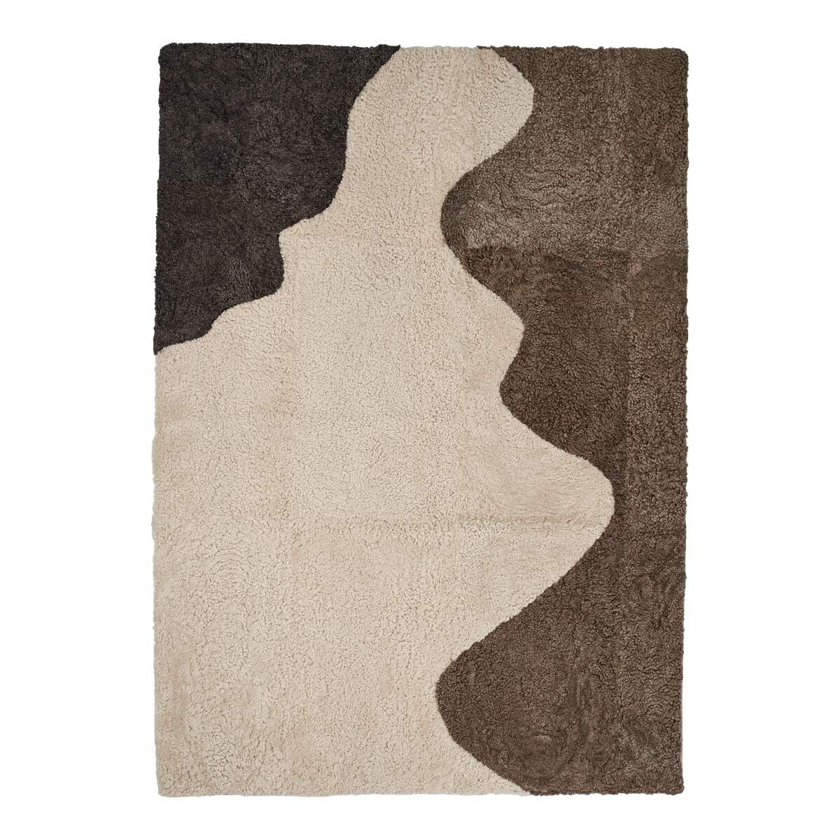 Lammfell Designerteppich | Kurzhaar | Neuseeland Anthrazit/Leinen/Taupe