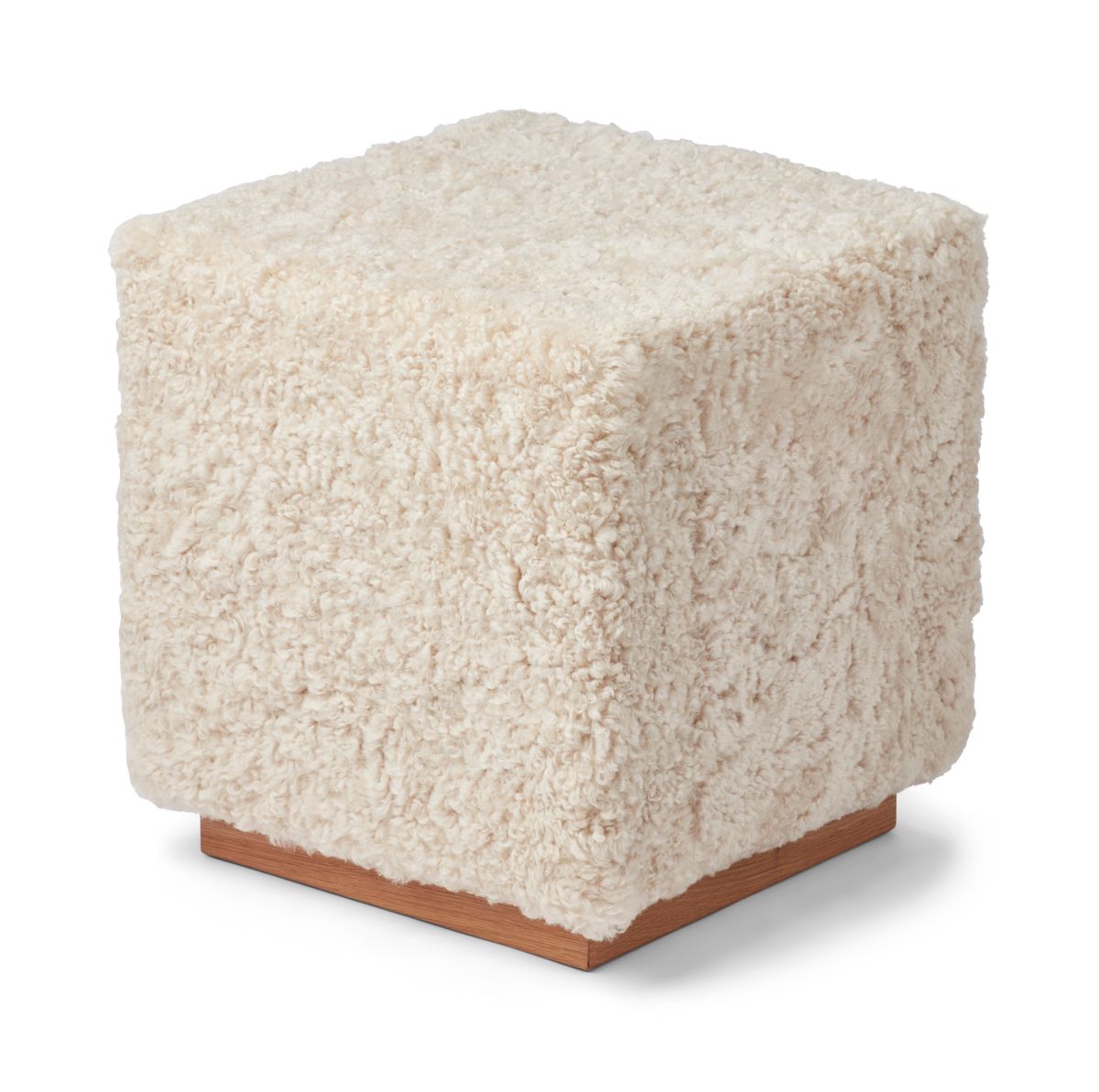 Lammfellhocker Benjamin | Kurzhaar | 46x46x47 cm Perlweiß