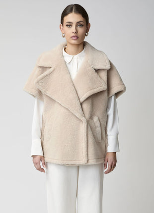 Antonella Poncho | Lammwolle Beige