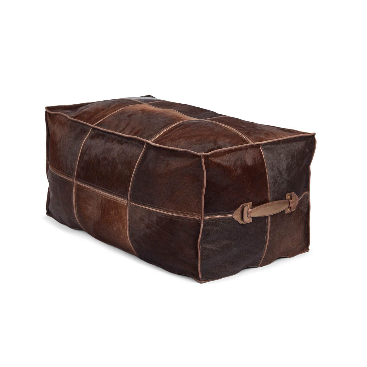 Hocker mit Griff | Brasilien | Hochwertiges Kalbsleder | 45x82x38 cm Braun