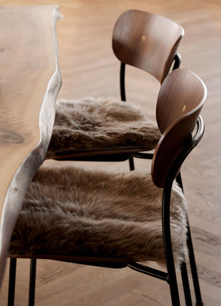 Lammfell Stuhlauflage | Langhaar | Neuseeland | 37x37 cm Schwarz