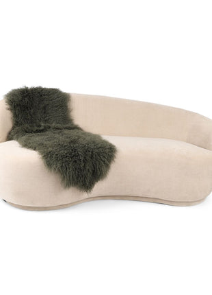 Doppeltes Lammfell | Tibet | 150x55 cm Heckengrün