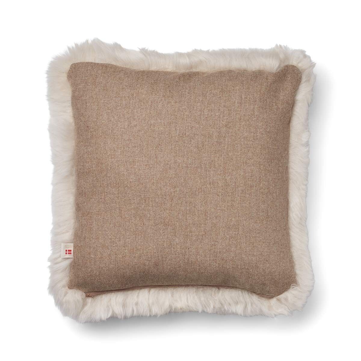 Lammfellkissen | Langhaar | Neuseeland | 100% Wolle | 52x52 cm | 34x52 cm Beige/Leinen