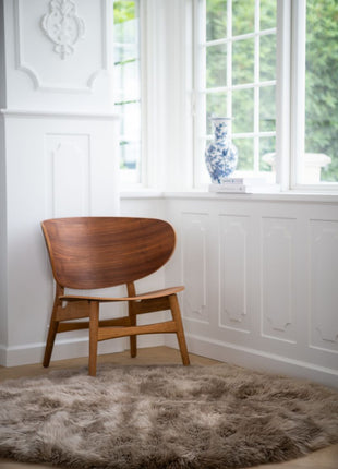 Lammfell Designerteppich | Langhaar | Neuseeland | D140 cm Schwarz