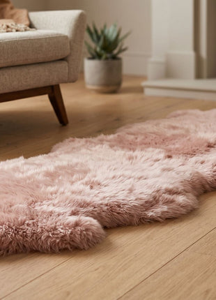 Merino Doppeltes Lammfell | Langhaar | Neuseeland | 170x60 cm Rosa