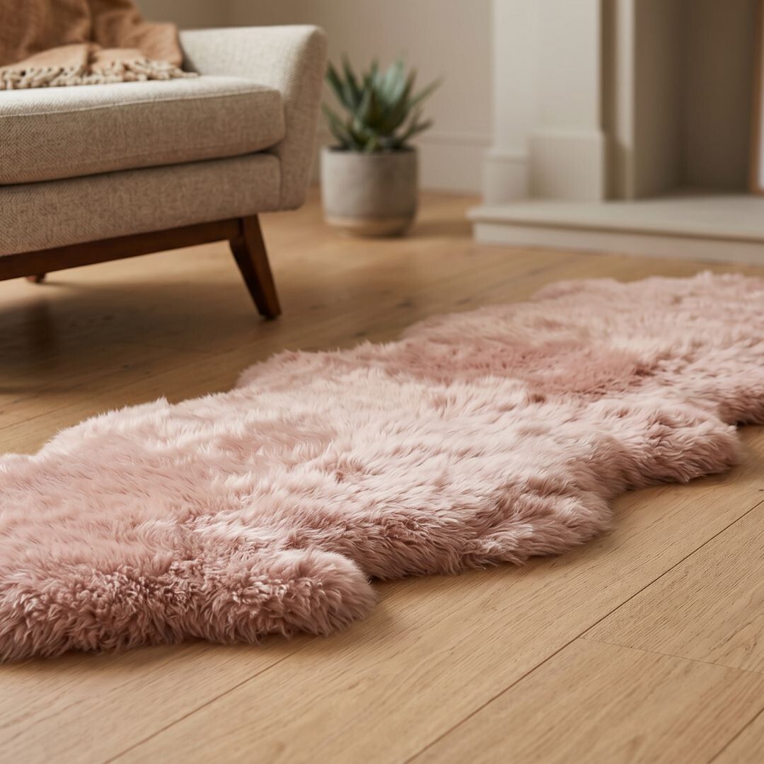 Merino Doppeltes Lammfell | Langhaar | Neuseeland | 170x60 cm Rosa