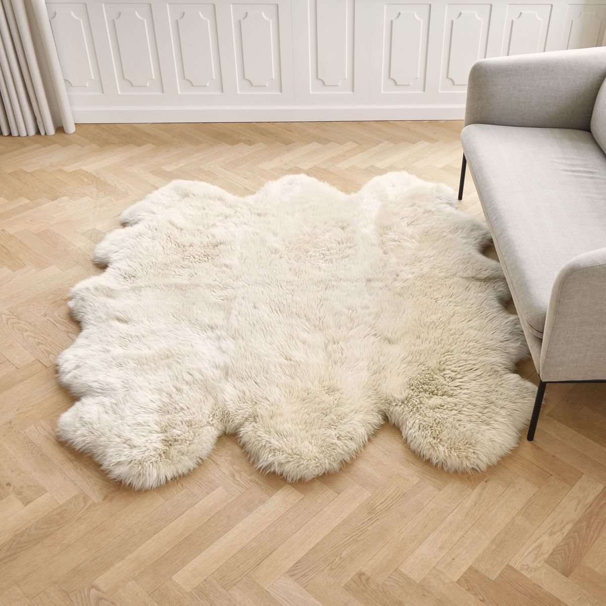 Lammfell Teppich Premium | Langhaar | Neuseeland | 180x162 cm Schwarz