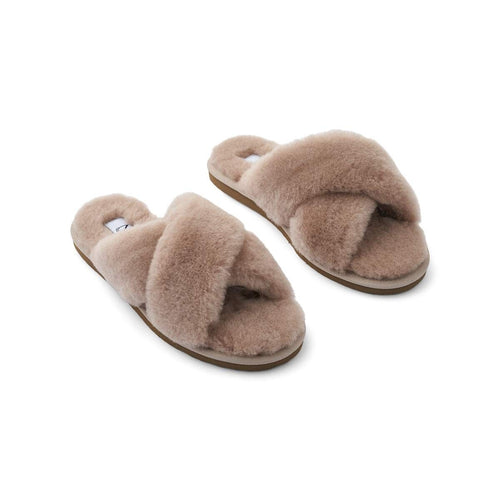 Lammfell Cross Slippers | Neuseeland | Größe 35-42