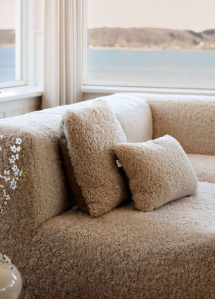 Lammfellkissen | Kurzhaar | Neuseeland | 100% Wolle | 52x52 cm | 34x52 cm Beige/Leinen