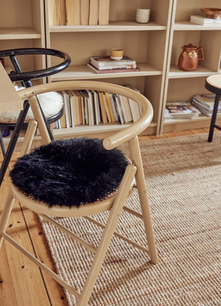 Stuhlkissen Premium | Langhaar | Neuseeland | D34cm Schwarz