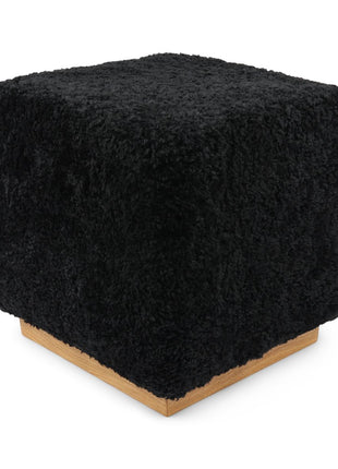 Lammfellhocker Benjamin | Kurzhaar | 46x46x47 cm Schwarz
