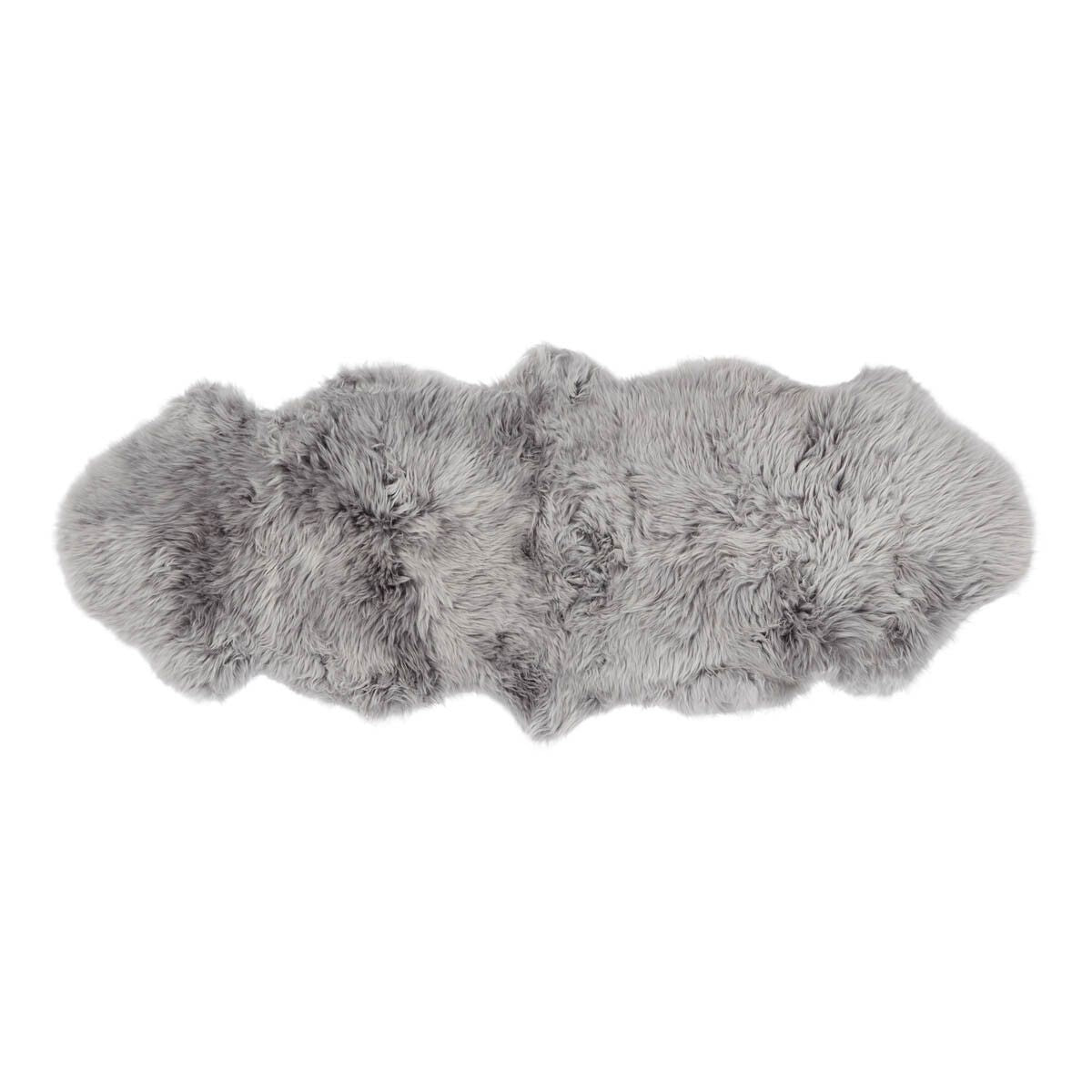 Merino Doppeltes Schaffell | Langhaar | Neuseeland | 160x60 cm Hellgrau