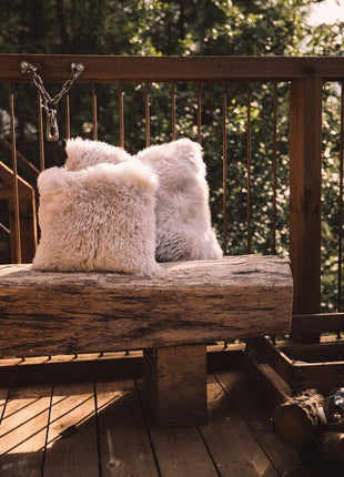 Fellkissen | Langhaar | Neuseeland | 40x40 cm Leinen