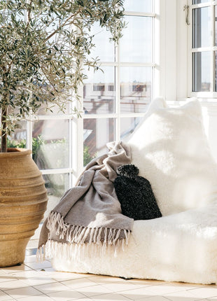 Lammfell Sitzsack Premium | Kurzhaar | Neuseeland | 100x100x80 cm Anthrazit