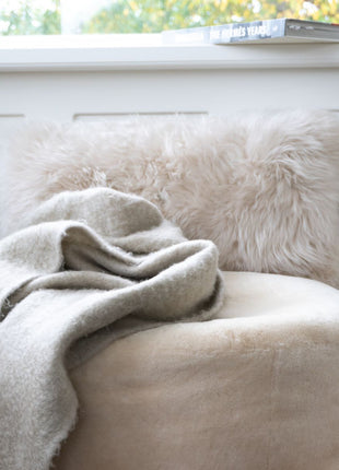 Lammfellkissen | Langhaar | Neuseeland | 40x60 cm Schwarz