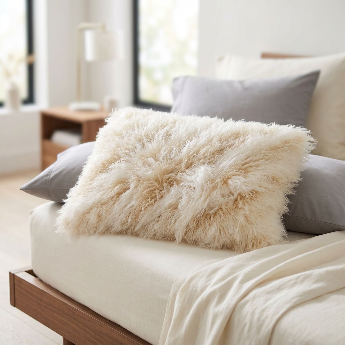 Lammfellkissen Premium | Tibet | 60x90 cm Arctic Sunrise/Dove