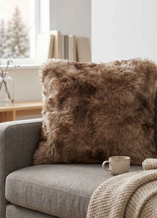 Premium Fellkissen | Toskana Lammfell | Doppelseitig | 40x40 cm & 52x52 cm Hellbraun