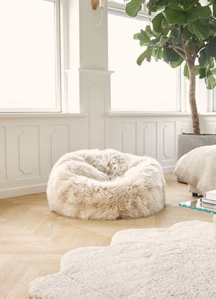 Lammfell Sitzsack Premium | Langhaar | Neuseeland | 73x74 cm | 92x93 cm Schwarz