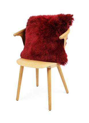 Fellkissen | Langhaar | Neuseeland | 50x50 cm Bordeauxrot