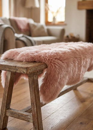 Merino Doppeltes Lammfell | Langhaar | Neuseeland | 170x60 cm Rosa