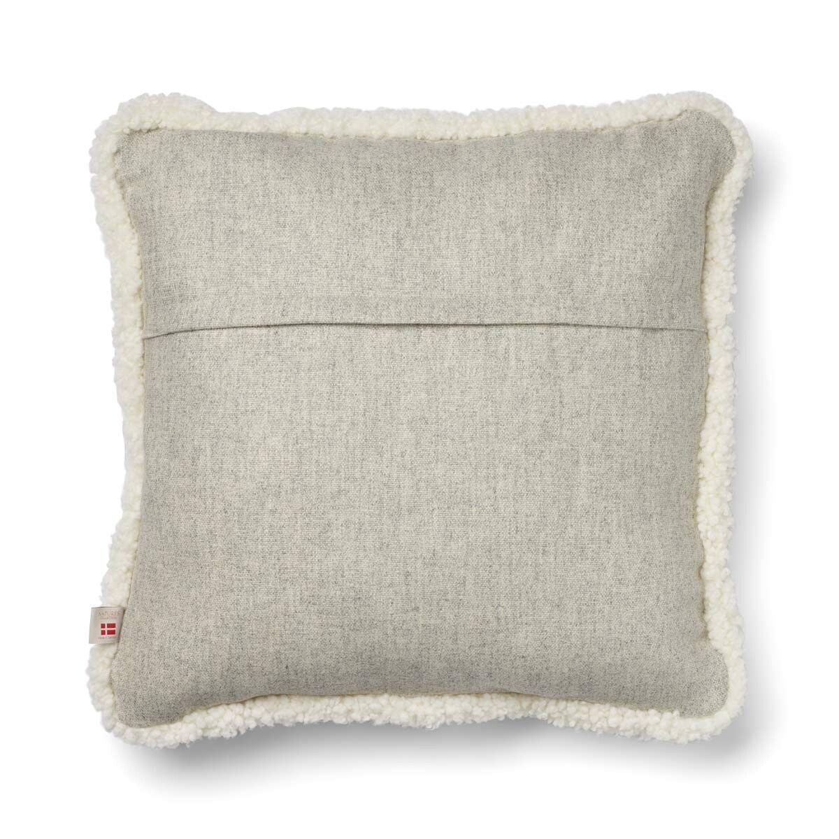 Wollkissen | 100% Wolle | Fellborte | 52x52 cm | 34x52 cm Silber/Elfenbein