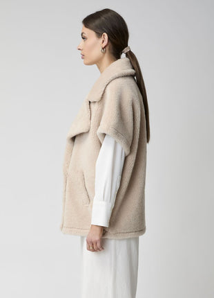 Antonella Poncho | Lammwolle Beige