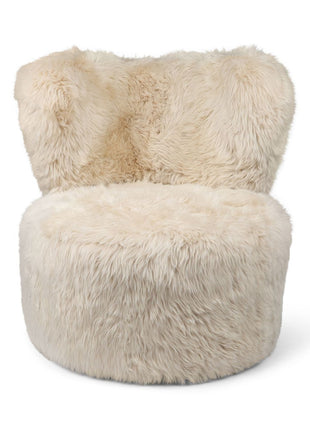 Runder Skandi Stuhl | Langhaar | Neuseeland Leinen