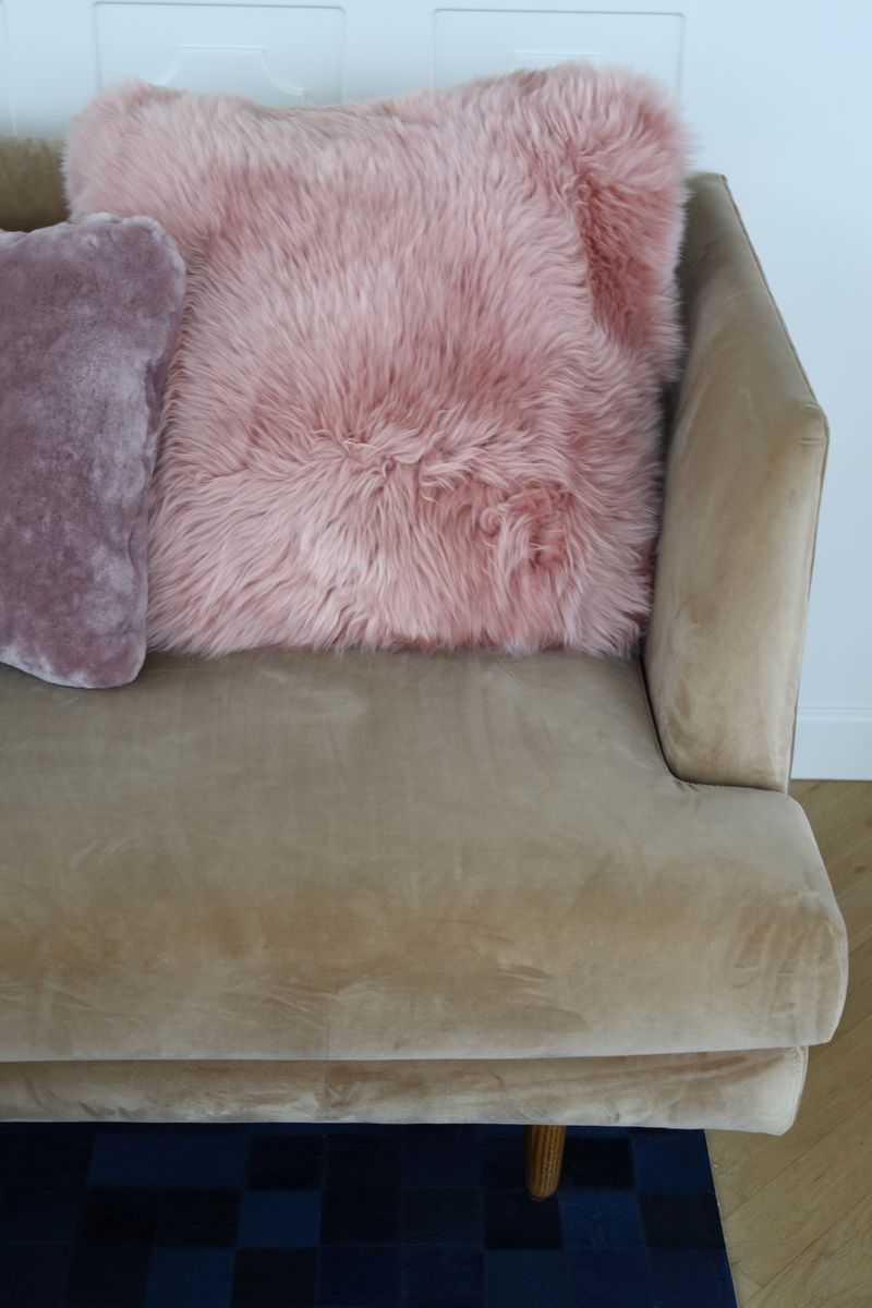 Fellkissen | Langhaar | Neuseeland | 50x50 cm Rosa