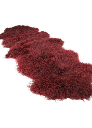 Doppeltes Lammfell | Tibet | 150x55 cm Bordeauxrot