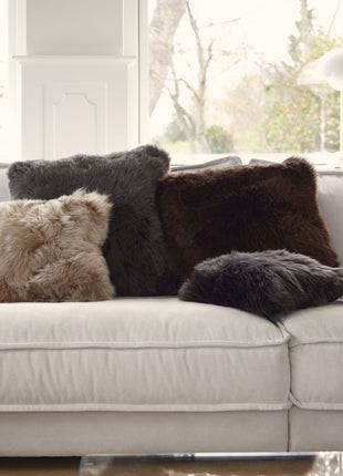 Lammfellkissen Premium | Langhaar | Neuseeland | 35x35 cm Schwarz