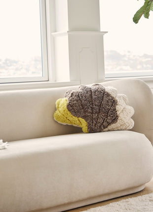 PATTERN COLLECTION | Shell Kissen | Kurzhaar | Neuseeland Gelb/Taupe/Leinen