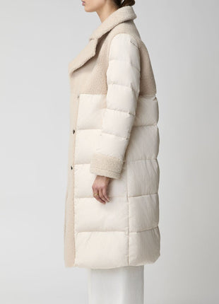 Jade Mantel | Daunen, Lammwolle Beige