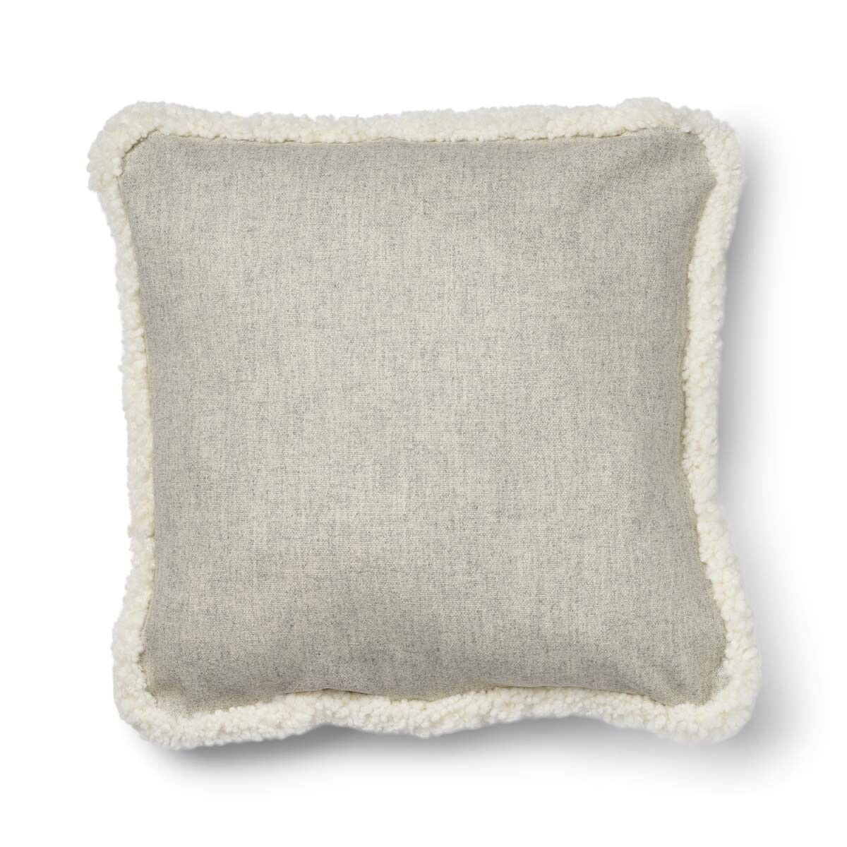 Wollkissen | 100% Wolle | Fellborte | 52x52 cm | 34x52 cm Silber/Elfenbein